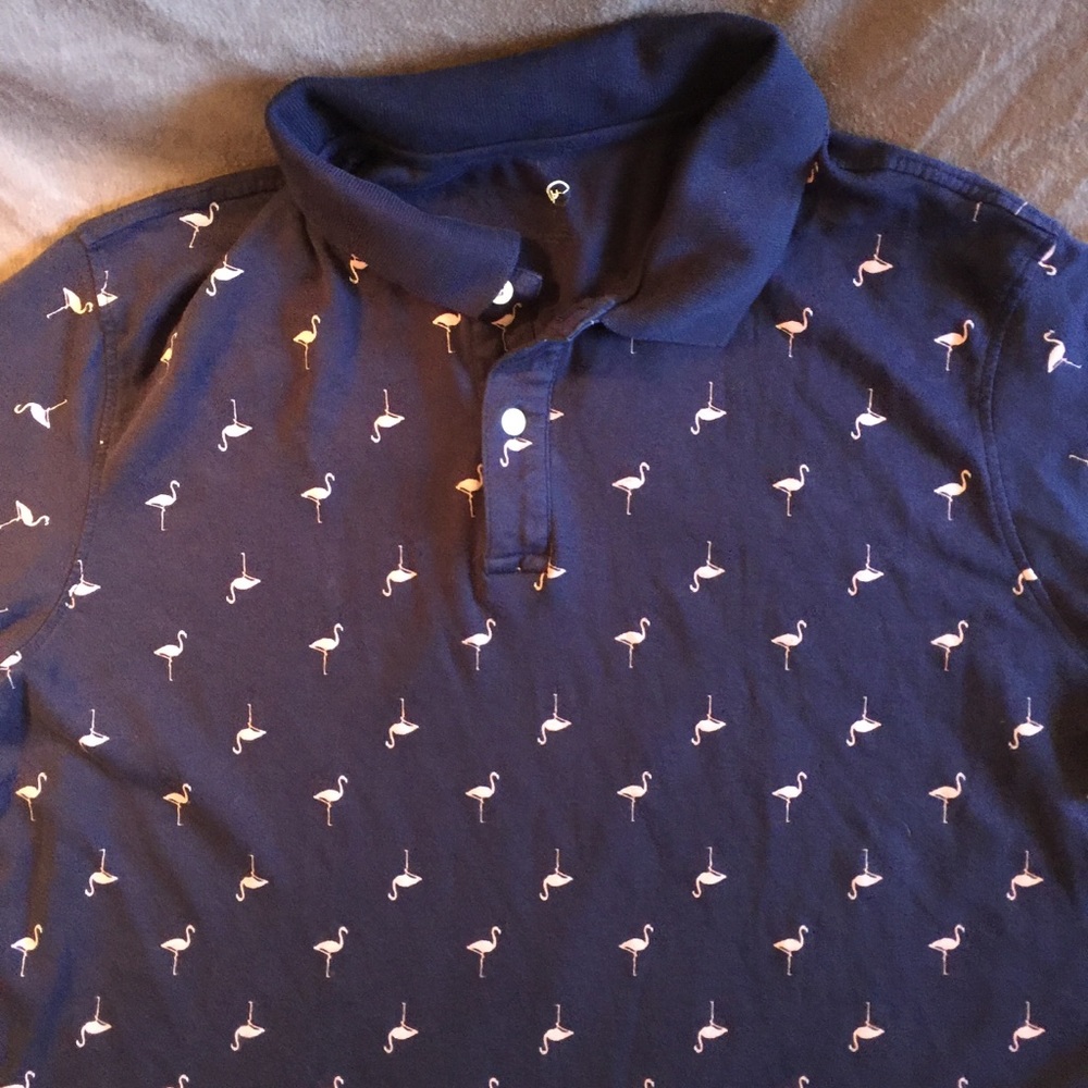 Navy Blue Flamingo Printed Shirt
